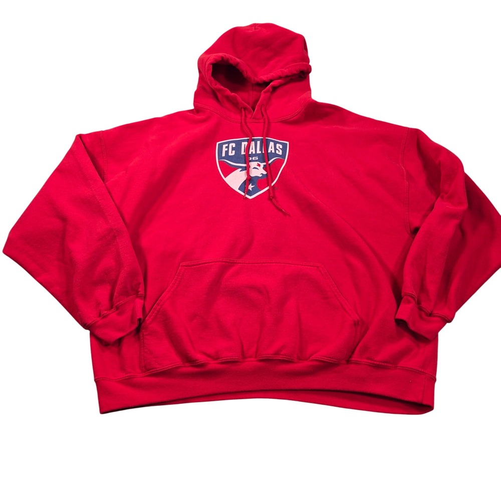 FC Dallas MLS Soccer Hoodie Mens 2XL Red Heavy Blend Pullover Sweatshirt Gildan